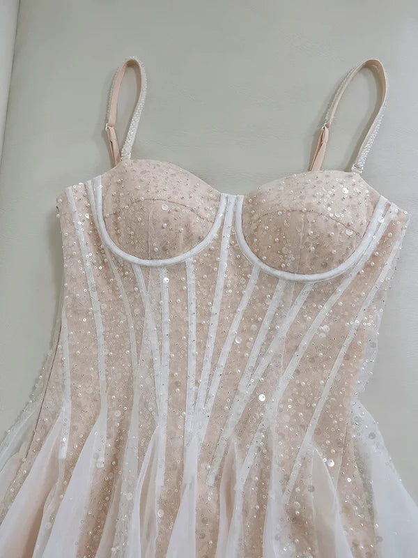 Luolandi A-Line Princess Sweetheart Neck Tulle Sequin Homecoming Dresses Short Prom Dress Lovely Birthday Party Dress