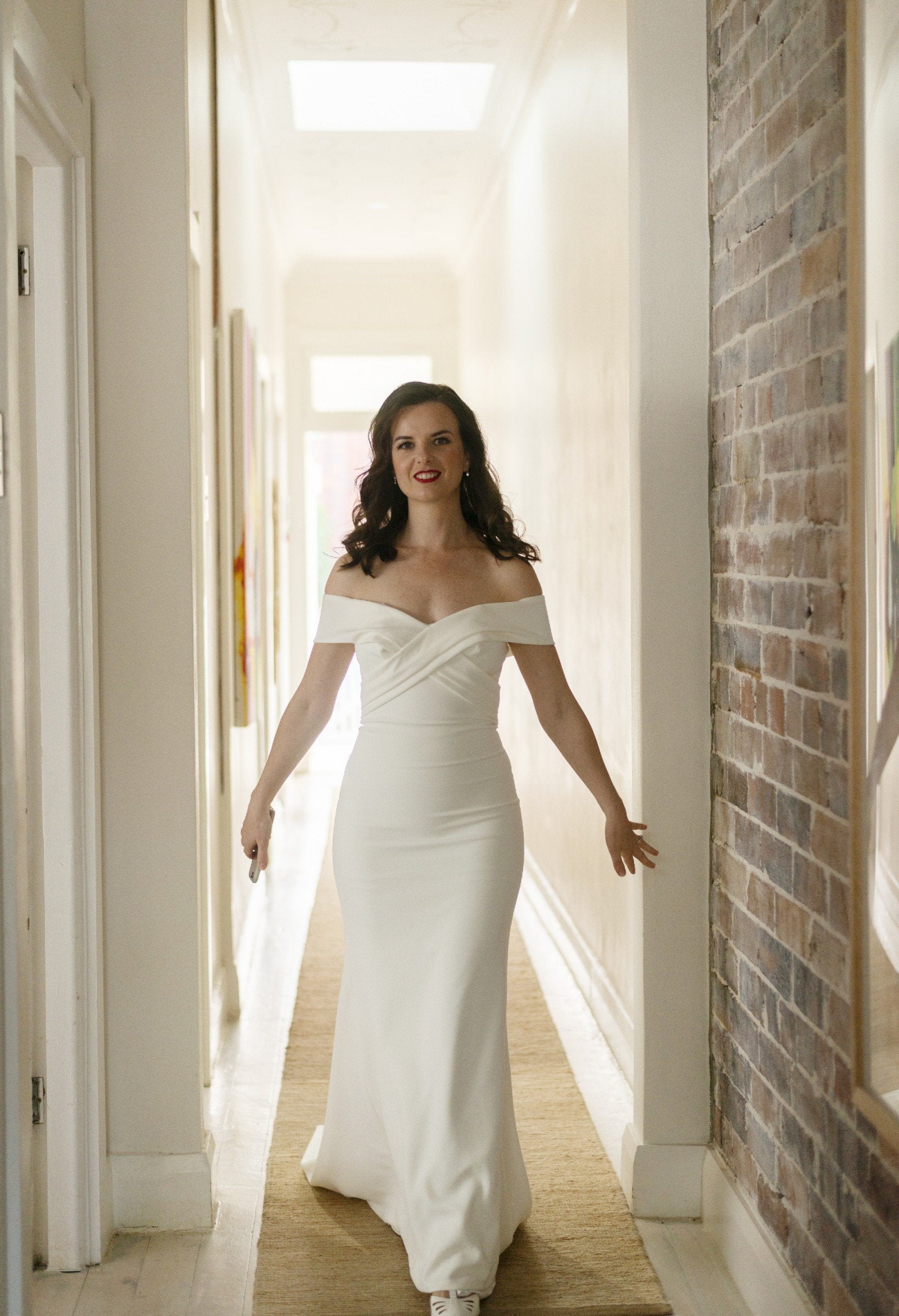 Luolandi Wedding Dresses Mermaid Off The Shoulder Satin With Ruffles Sweep Train Sexy