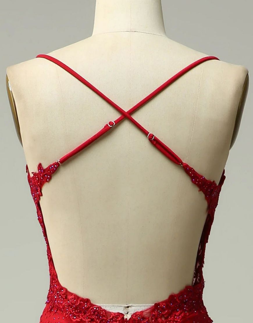 Luolandi Mermaid Satin Spaghetti Straps Prom Dress Sexy Evening Dress