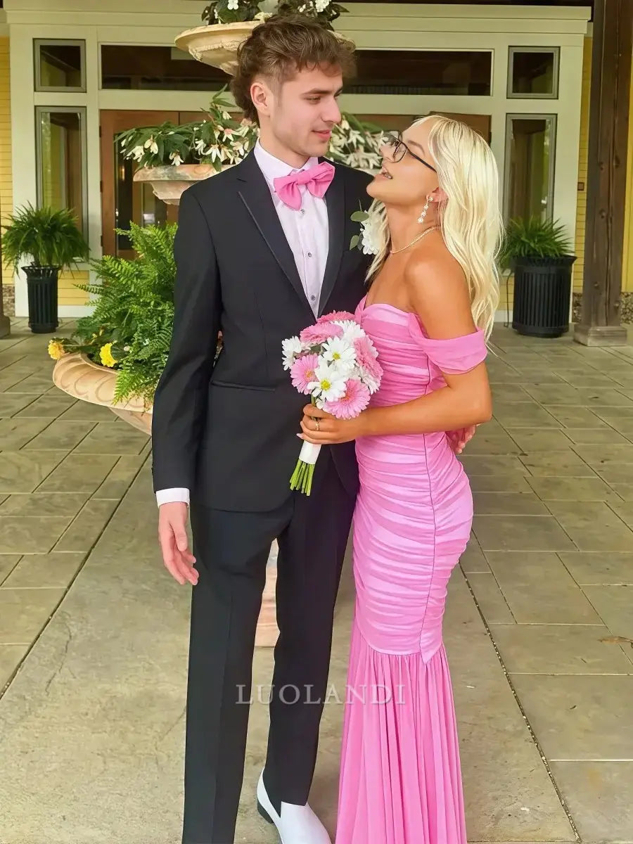 Luolandi Pretty Mermaid Off the Shoulder Long Formal Prom Dress Elegant Party Evening Gowns Sweet Graduation Dress