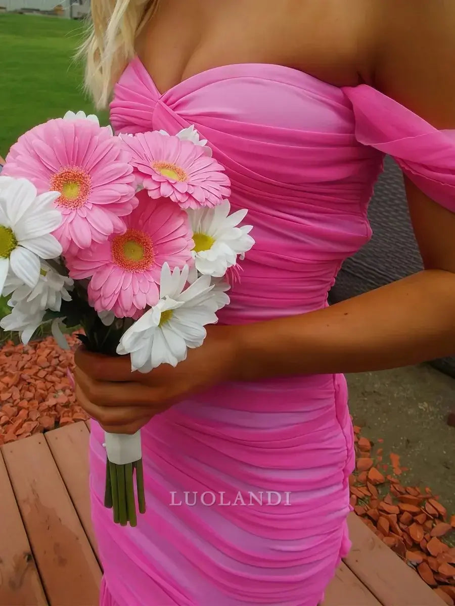 Luolandi Pretty Mermaid Off the Shoulder Long Formal Prom Dress Elegant Party Evening Gowns Sweet Graduation Dress