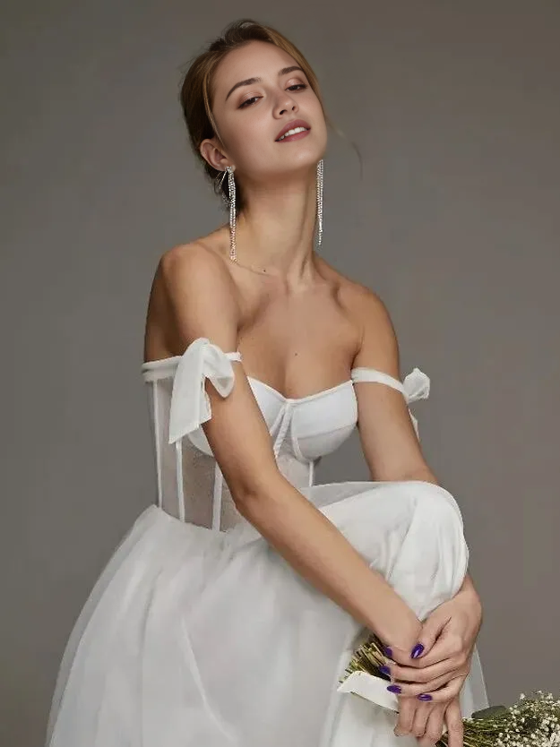 Luolandi Modern A line Spaghetti Straps Wedding Dresses Simple Bridal Gown Lovely Birthday Party Dress