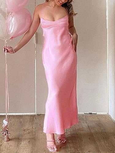 Luolandi Dress Simple A Line Straps Sleeveless Party Dress Silk Satin Pink Charming Formal Dress
