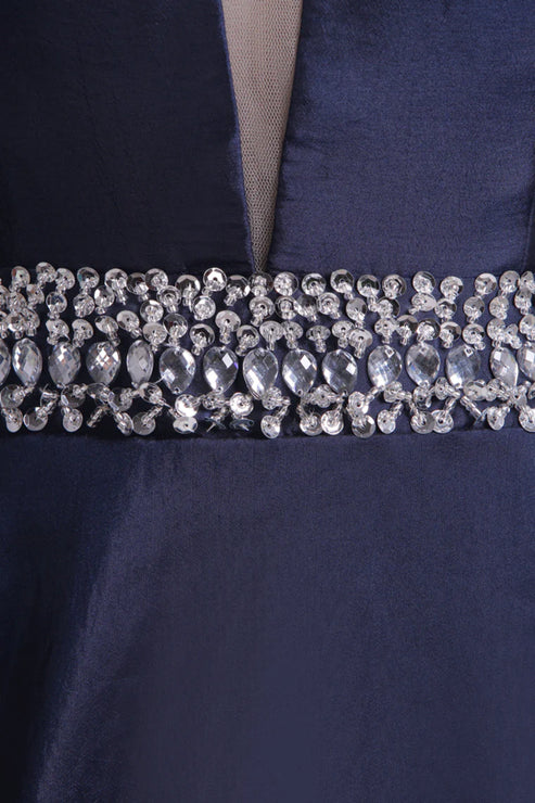 Luolandi V-Neck Party Dresses A Line Beaded Waistline Court Train Sexy Evening Dress