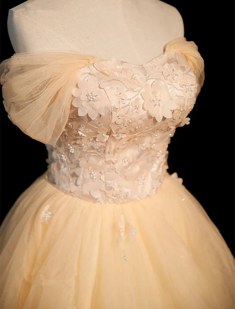 Luolandi Cute Champagne Off Shoulder Sweetheart Prom Dress Party Dress Beautiful