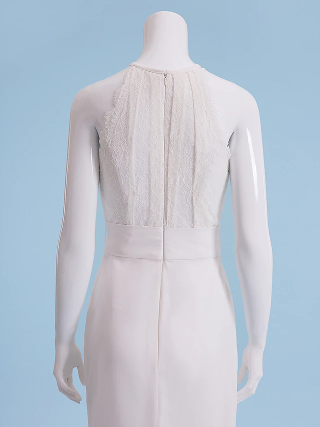 Luolandi Romantic Sleeveless Wedding Dresses Jewel Neck Floor Length Lace Elegant Bridal Gown