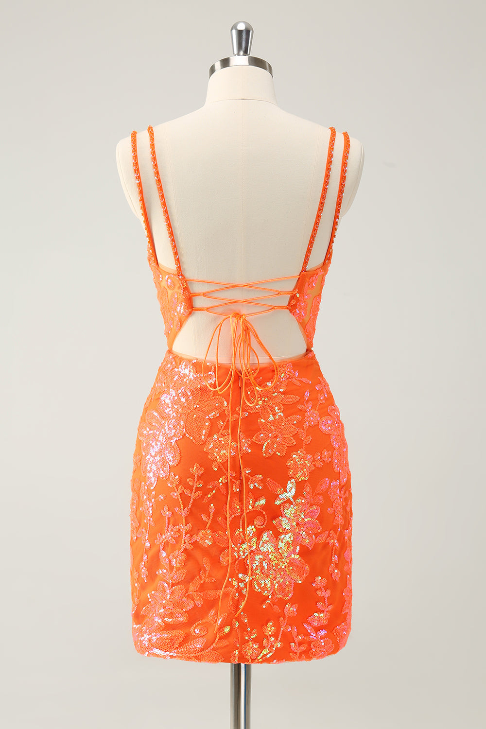 Luolandi Glittler Royal Blue Spaghetti Straps Lace Up Short Homecoming Dress with Slit Sexy Party Dress