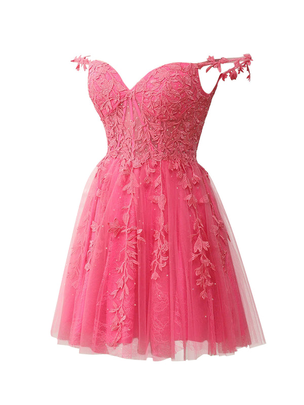 Luolandi A Line Sweetheart Short Homecoming Dresses with Appliques Beautiful Graduation Dress
