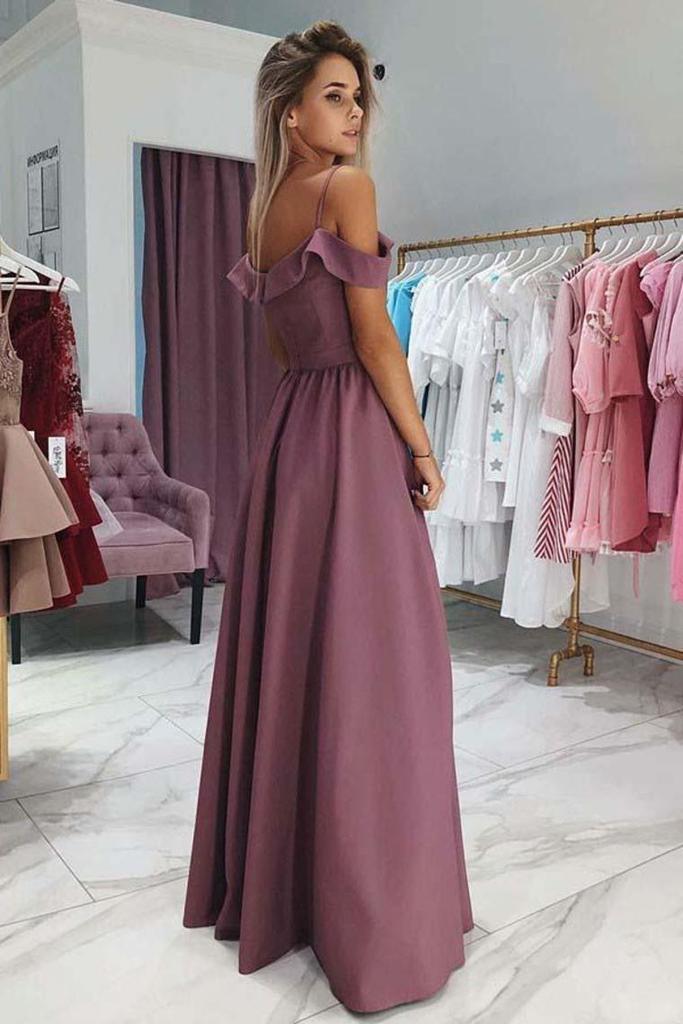 Luolandi Pretty Off The Shoulder Spaghetti Straps Long Elegant Prom Dresses With Split Party Dresses