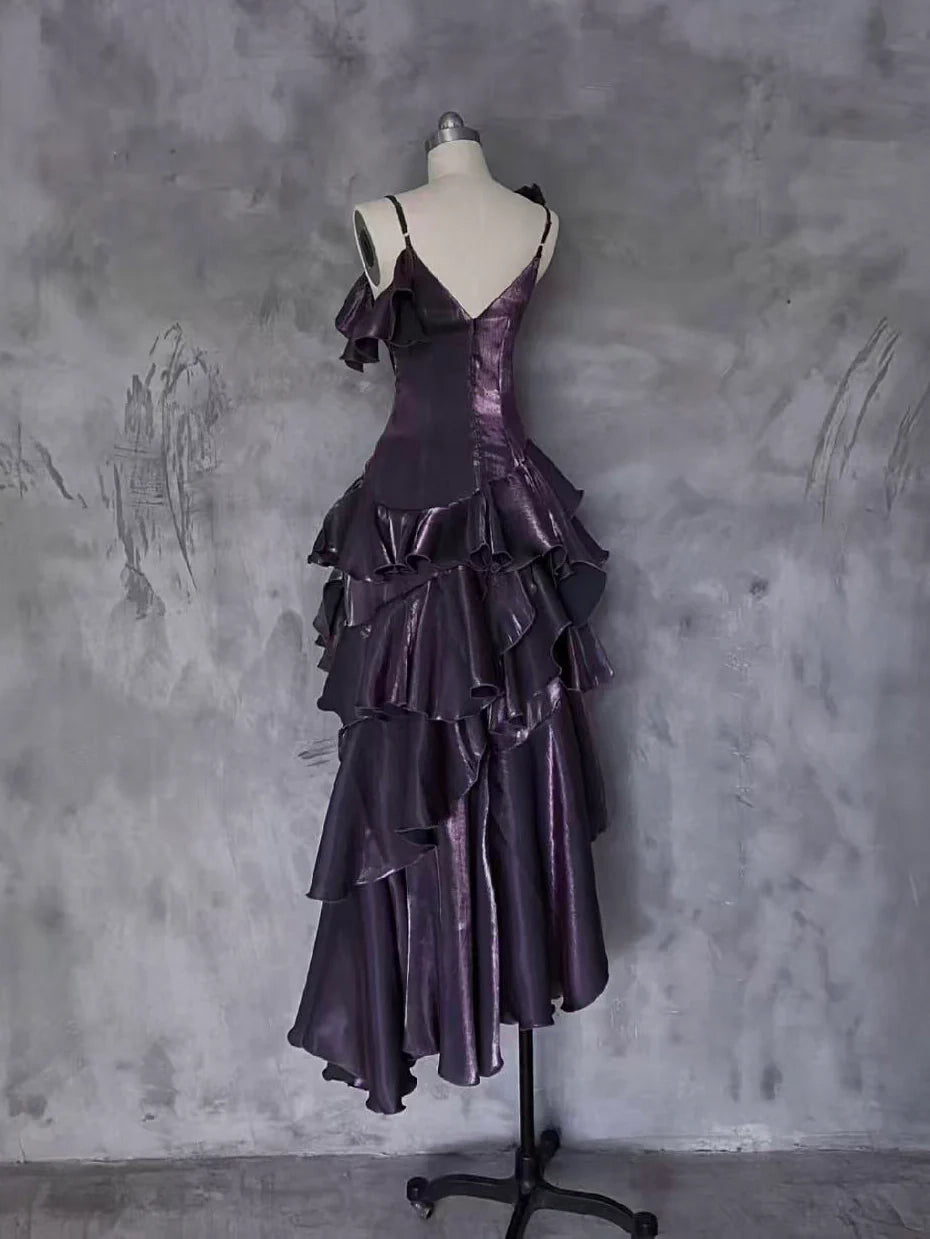 Luolandi Pretty A-line Sleeveless Ruffles Purple Formal Prom Dress Charming Party Evening Gown