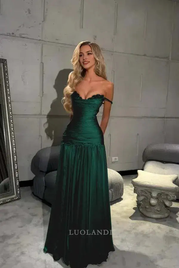 Luolandi Elegant A Line Long Formal Prom Dress Sexy Evening Party Gowns Charming Graduation Dress