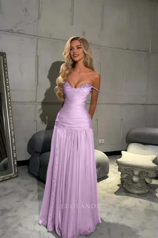 Luolandi Elegant A Line Long Formal Prom Dress Sexy Evening Party Gowns Charming Graduation Dress