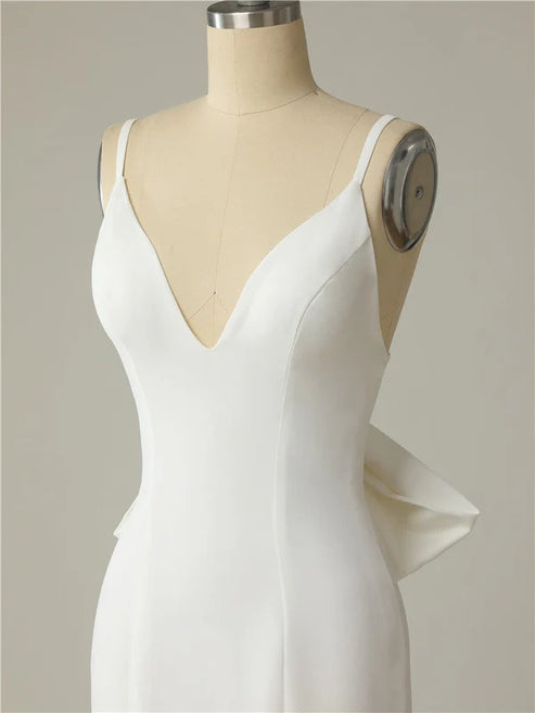 Luolandi Mermaid Spaghetti Straps Backless V Neck Mermaid Wedding Dresses Sexy