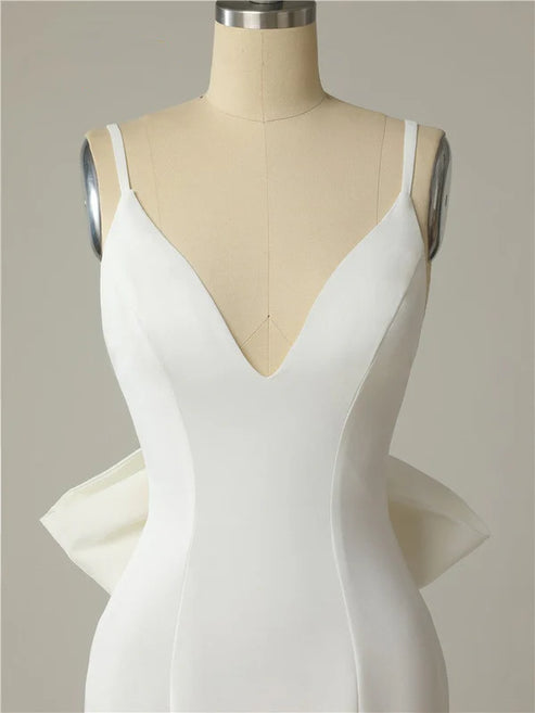 Luolandi Mermaid Spaghetti Straps Backless V Neck Mermaid Wedding Dresses Sexy