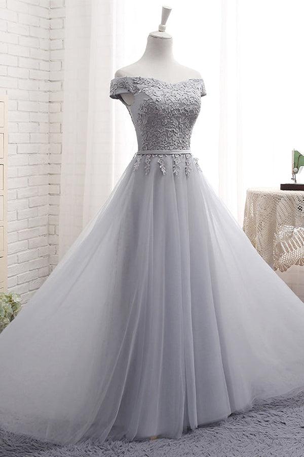 Luolandi A-Line Sweetheart Off The Shoulder Tulle Lace Elegant Prom Dress Floor Length