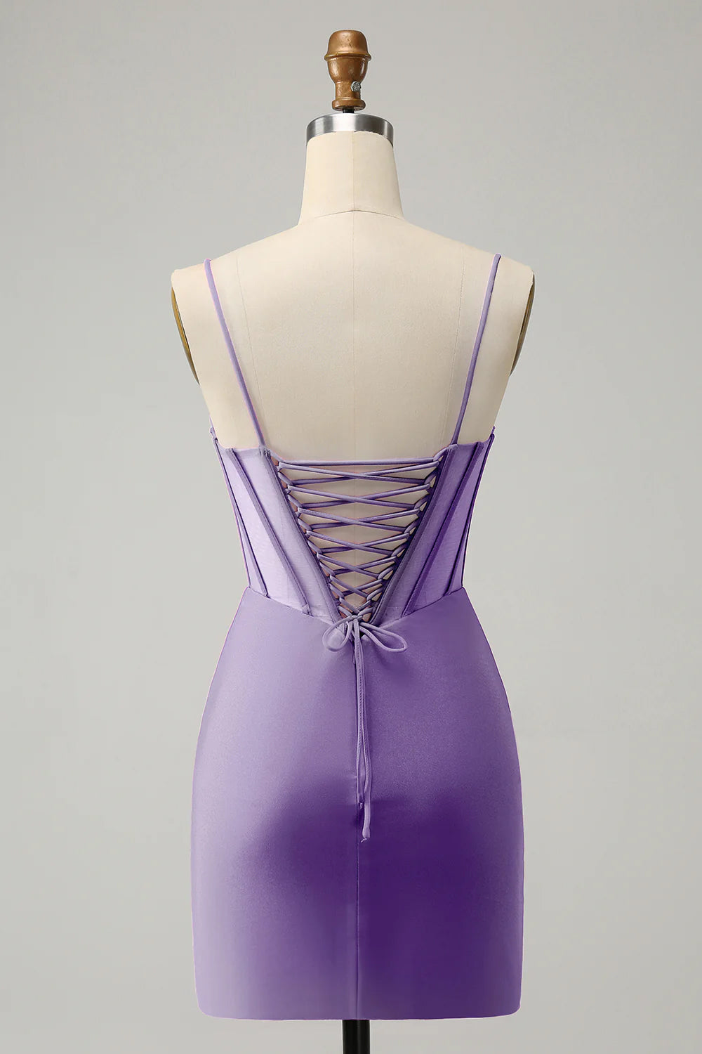 Luolandi Fuchsia Sequins Spaghetti Straps Satin Tight Homecoming Dress Short Party Dress