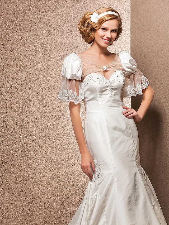 Luolandi Long Wedding Dresses Sweetheart Neckline Court Train Taffeta Sleeveless
