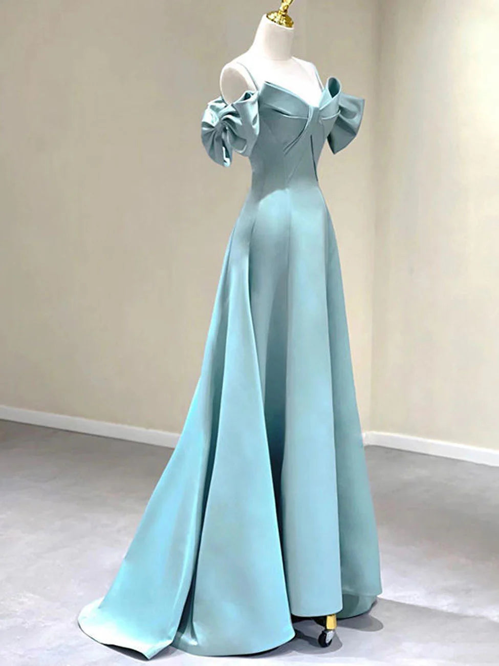 Luolandi Blue A-Line Satin Long Prom Dresses Long Formal Dresses Elegant Evening Dress december wedding guest dress