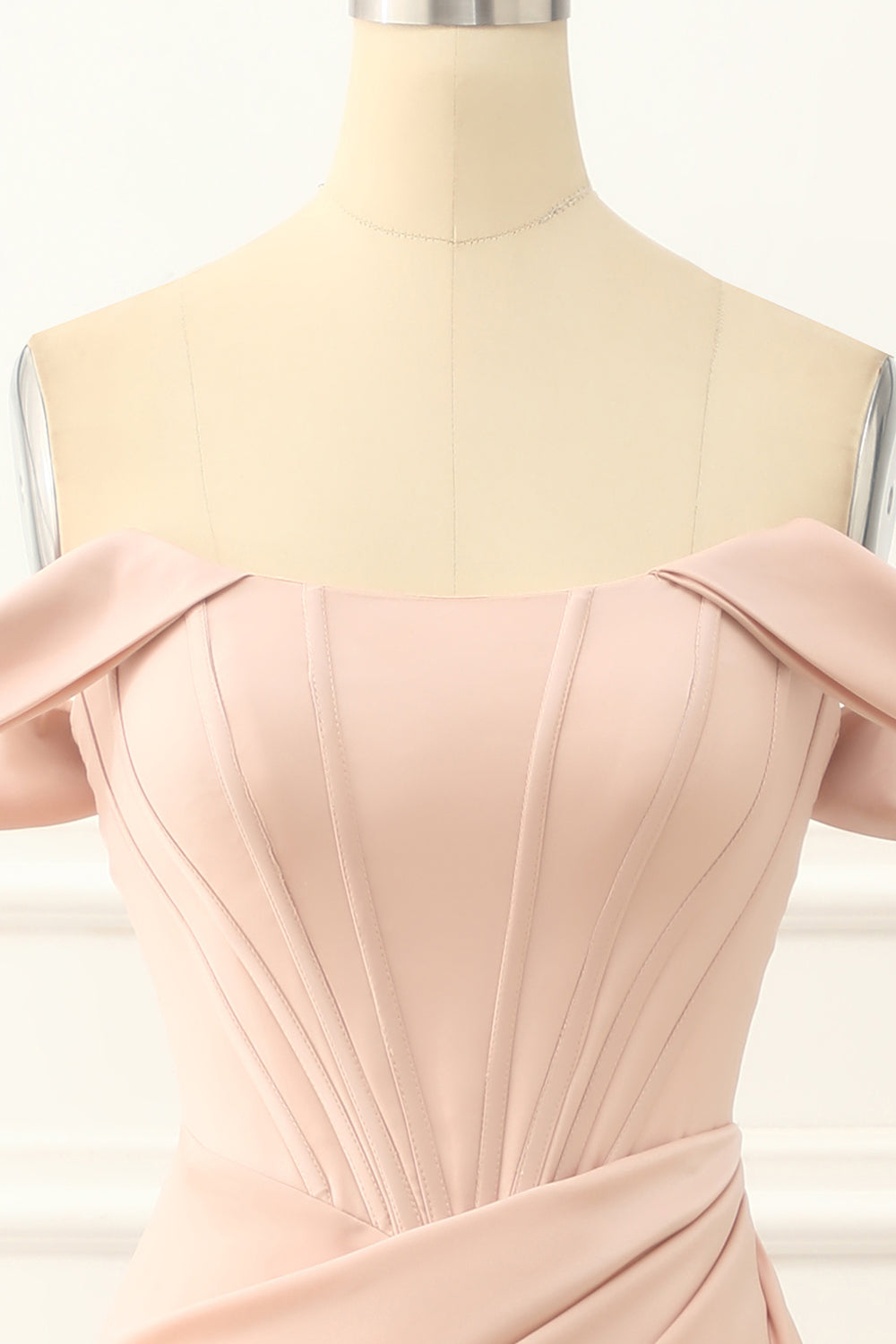 Luolandi Blush Off The Shoulder Mermaid Prom Dress With Slit Sexy Evening Dress