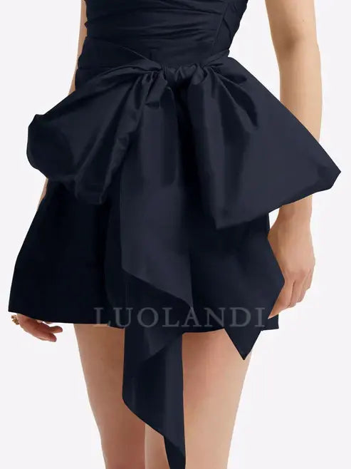 Luolandi Cute Strapless Short Party Dress Lovely Homecoming Dress With Bow Graduation Dress