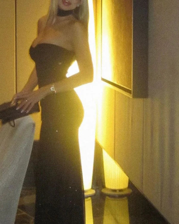 Luolandi Sexy Sweetheart Mermaid Shiny Black Long Party Dress Evening Gown Party Dress