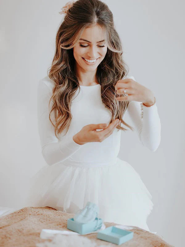 Luolandi Wonderful Wedding Dresses Long Sleeves Tasseled Gowns Floor Length Elegant Bridal Gown