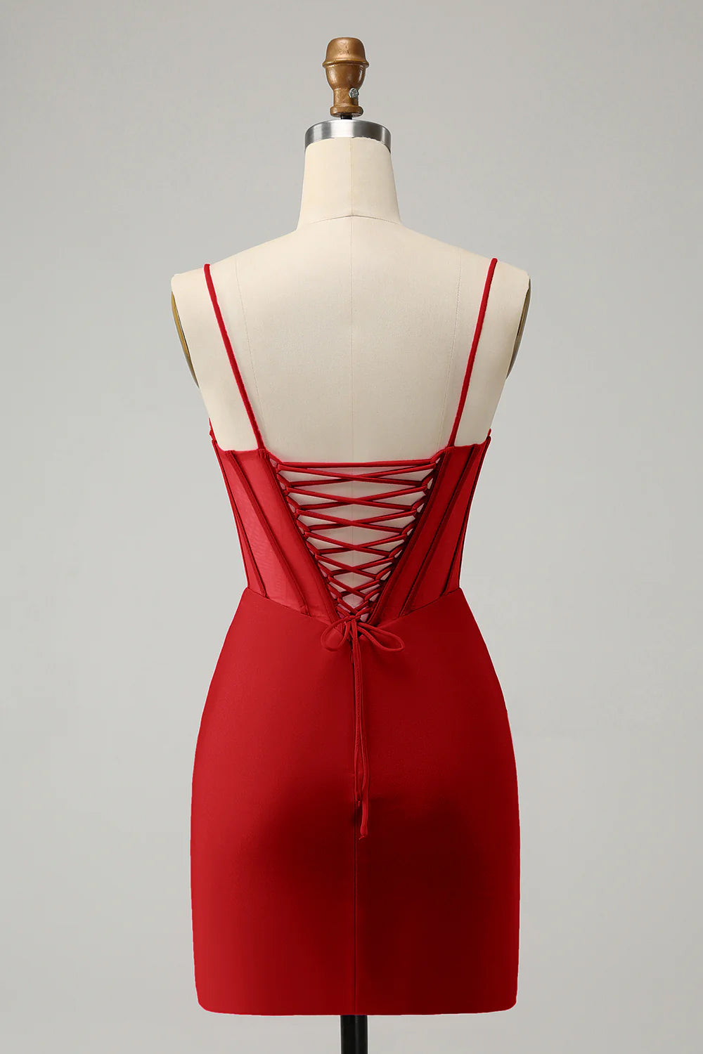 Luolandi Fuchsia Sequins Spaghetti Straps Satin Tight Homecoming Dress Short Party Dress