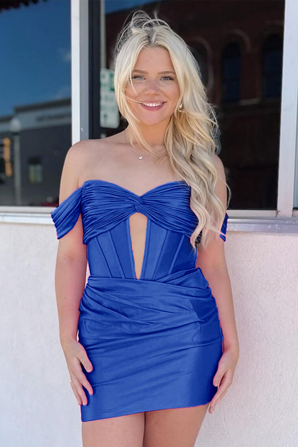 Luolandi Off The Shoulder Fuchsia Tight Homecoming Dress Sexy Short Party Dress