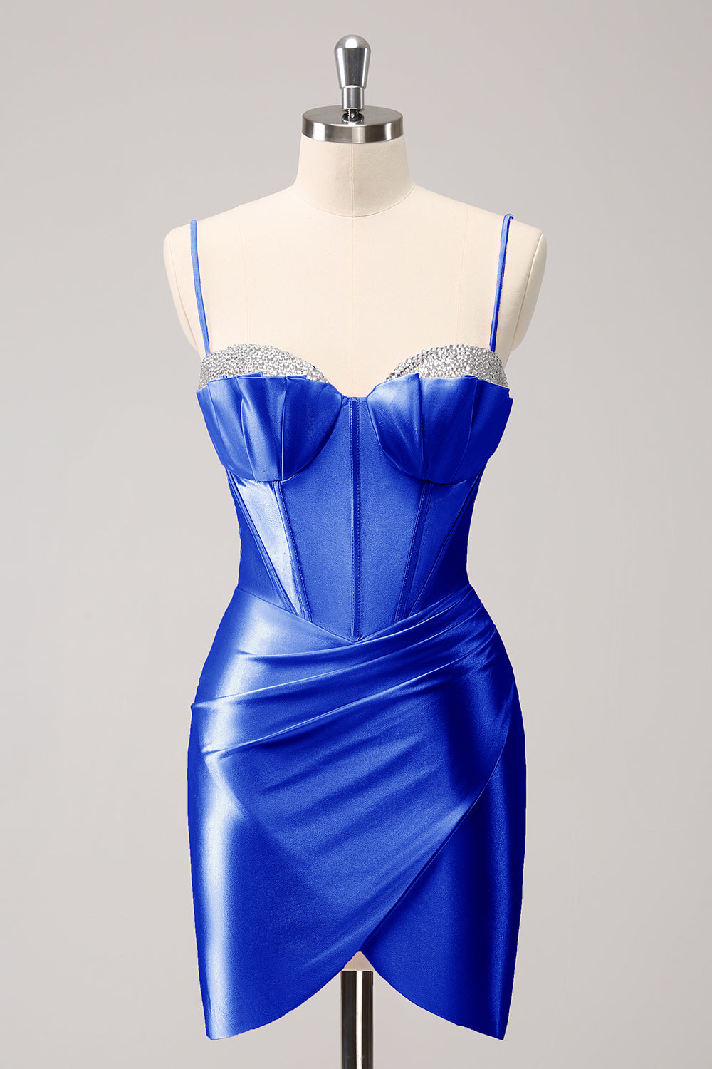 Luolandi Sparkly Pink Spaghetti Straps Tight Homecoming Dress With Beading Short Party Dress