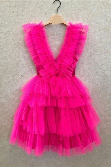 New Arrival V Neck Ruched Bodice Homecoming Cocktail Dresses A Line Tulle Sexy