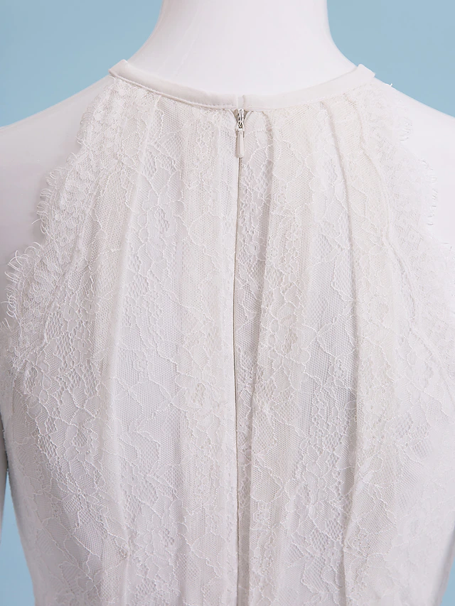 Luolandi Romantic Sleeveless Wedding Dresses Jewel Neck Floor Length Lace Elegant Bridal Gown