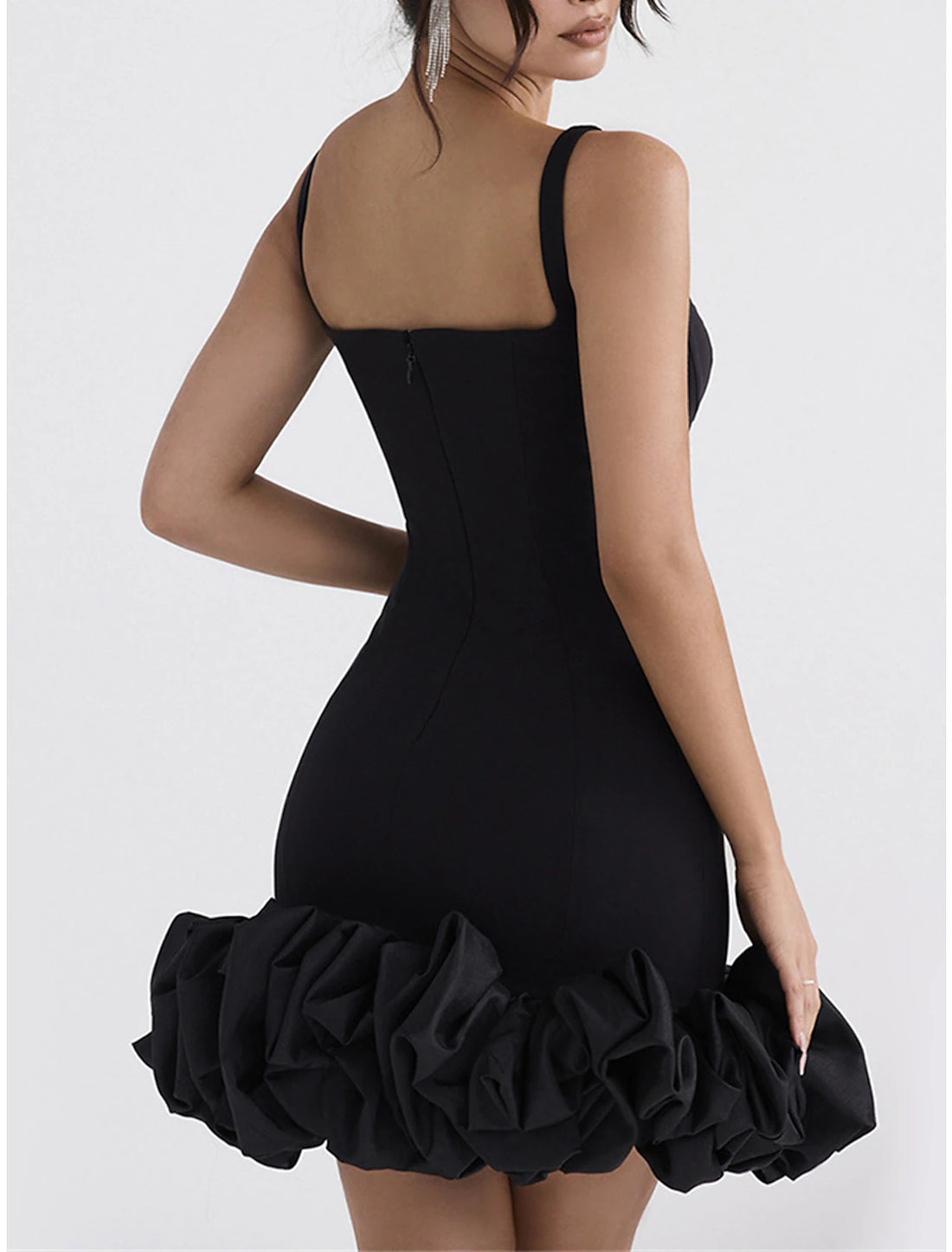 Luolandi Little Black Dress Sexy Dress Party Dress Homecoming Dress Mini Dress Sleeveless Ruffle Fall Autumn Spaghetti Strap Fashion Vacation