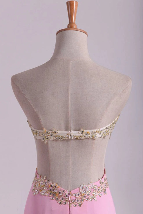 Luolandi Party Dresses Sheath With Slit And Applique Sweep Train Spandex Sexy Evening Dress