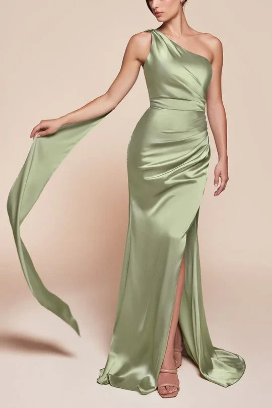 Luolandi Dress Sexy Satin Sleeveless Bridesmaid Dress With Side Slit Elegant Evening Party Dress