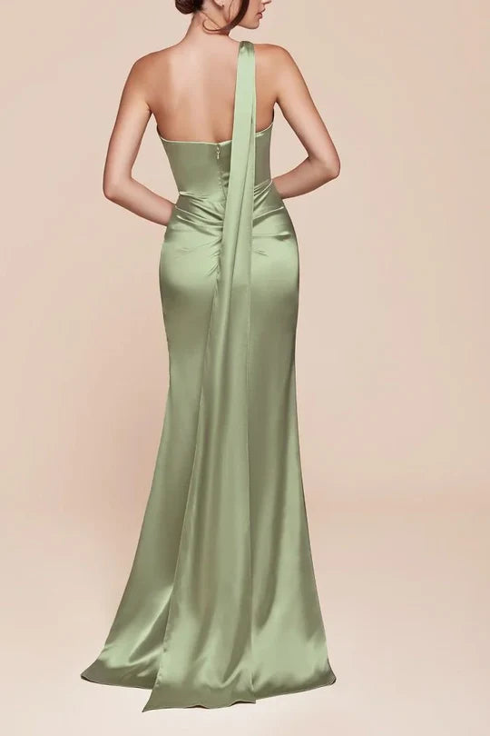 Luolandi Dress Sexy Satin Sleeveless Bridesmaid Dress With Side Slit Elegant Evening Party Dress