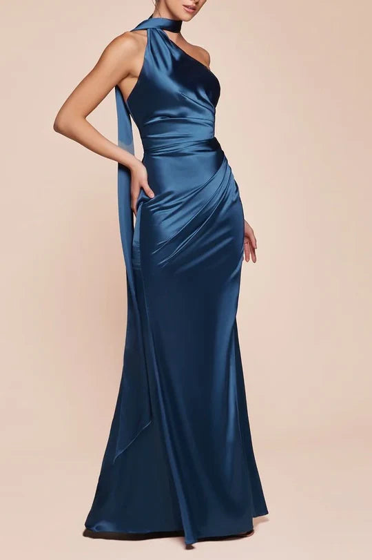 Luolandi Dress Sexy Satin Sleeveless Bridesmaid Dress With Side Slit Elegant Evening Party Dress