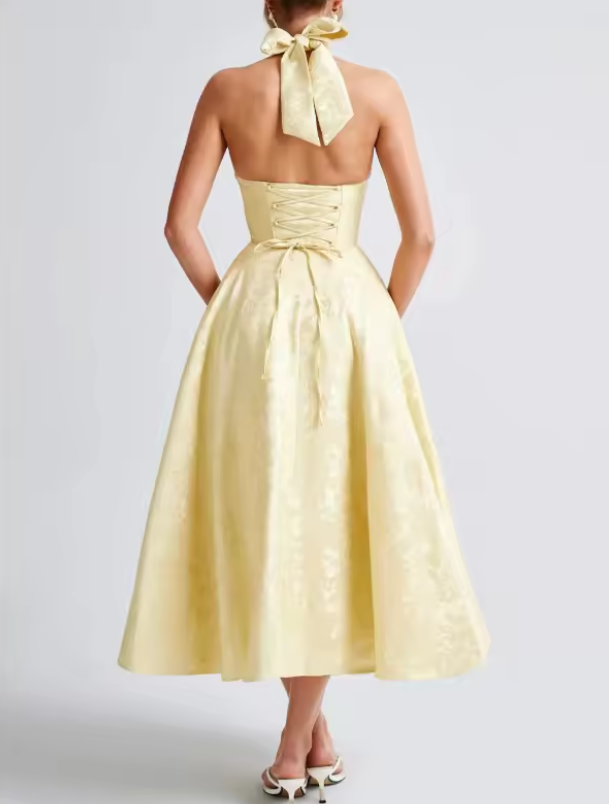 Luolandi Sexy A Line Halter Prom Dress Charming Evening Party Dress Summer Holiday Dress