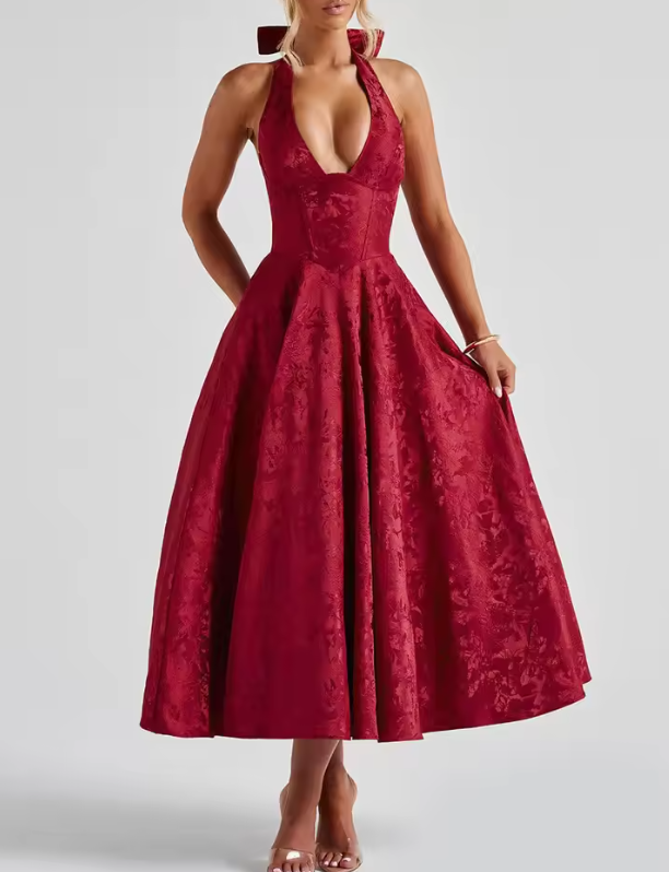 Luolandi Sexy A Line Halter Prom Dress Charming Evening Party Dress Summer Holiday Dress