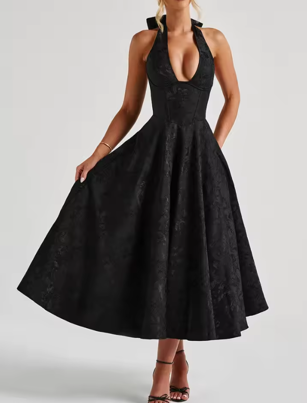 Luolandi Sexy A Line Halter Prom Dress Charming Evening Party Dress Summer Holiday Dress