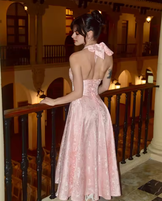 Luolandi Sexy A Line Halter Prom Dress Charming Evening Party Dress Summer Holiday Dress