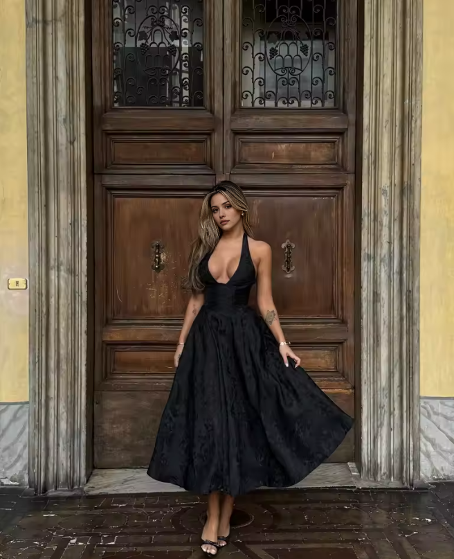 Luolandi Sexy A Line Halter Prom Dress Charming Evening Party Dress Summer Holiday Dress