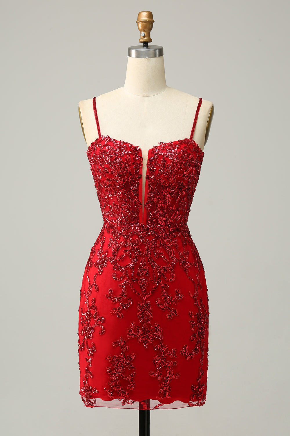 Luolandi Spaghetti Straps Sheath Sequin With Lace Homecoming Cocktail Dresses Sexy