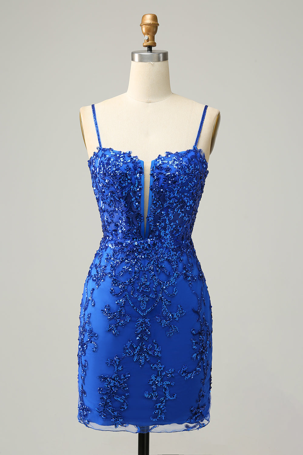 Luolandi Spaghetti Straps Sheath Sequin With Lace Homecoming Cocktail Dresses Sexy