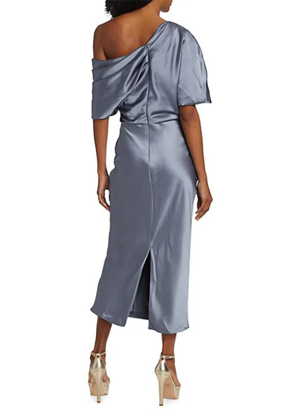 Luolandi Elegant Sheath Cut Off Shoulder Evening Dress Chic Wedding Guest Dress Simple Party Dress