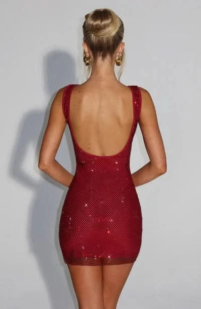 Luolandi Shiny Sheath Straps Square Neck Sleeveless Short Homecoming Dresses Fashion Birthday Party Dress