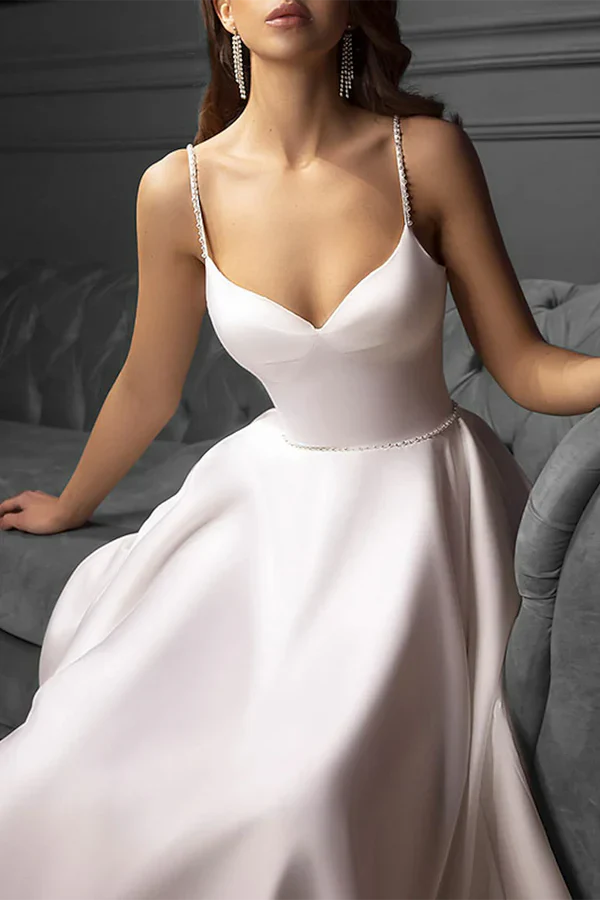 Luolandi Bride Gift Party Wedding Dress Retro Tea Long Summer Bride Dress Sexy