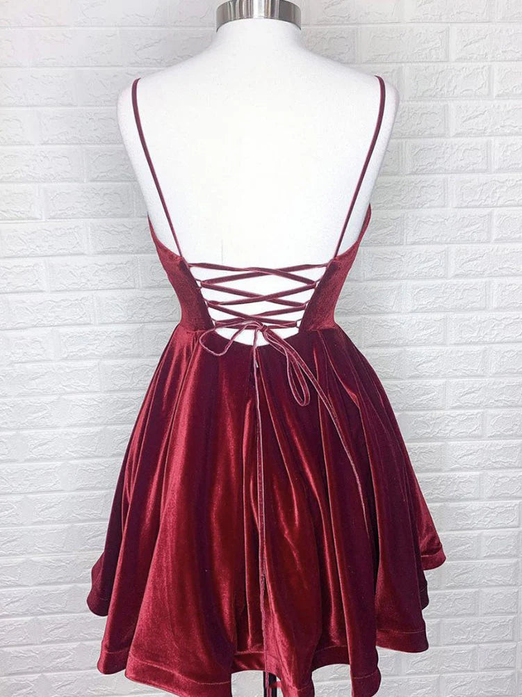 Luolandi Simple Spaghetti Straps Sleeveless A Line Short Homecoming Dress Classy Birthday Party Dress