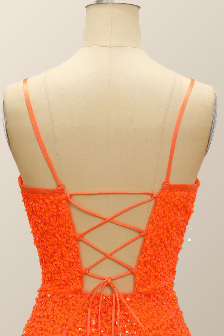 Luolandi Spaghetti Straps Homecoming Cocktail Dresses A Line Sequins Short/Mini Sparkly