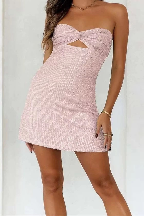 Luolandi Sparkly Sheath Strapless Sleeveless Green Sequins Short / Mini Homecoming Dress Charming Graduation Party Dress