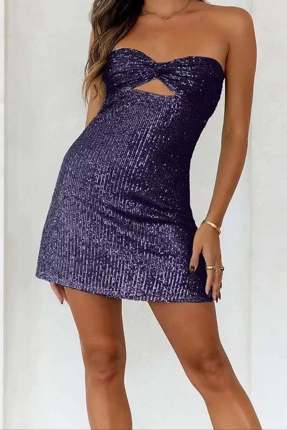 Luolandi Sparkly Sheath Strapless Sleeveless Green Sequins Short / Mini Homecoming Dress Charming Graduation Party Dress